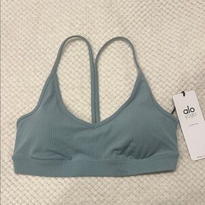 ALO Yoga Women's Seagrass Ribbed Blissful Sports Bra